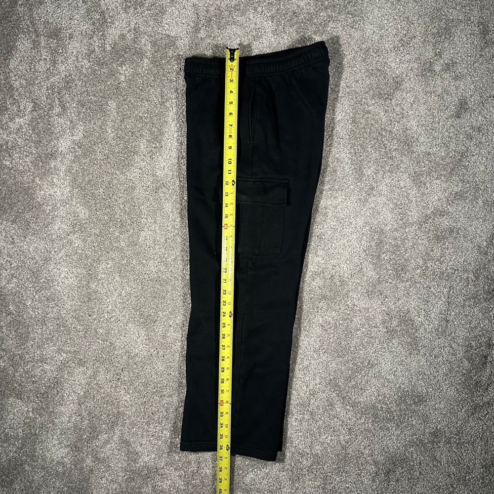 Womens Black Fleece Cargo Sweatpants Elastic Waist Straight Leg Size S - Picture 6 of 8